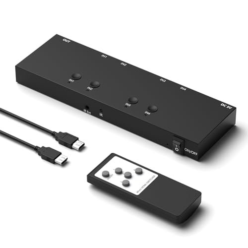 Image of Y.D.F 4 Way HDMI Switch 4k@60Hz HDMI Switcher 4 in 1 Out HDCP 2.0 Manual HDMI 2.0 Hub Supports 3D Compatible with Nintendo Switch /Switch OLED /Xbox / PS5 /4 /3 Blu-Ray Player Fire Stick Roku Apple TV