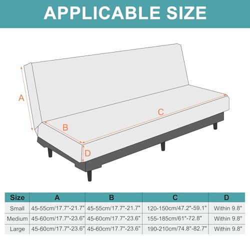 Housse de canapé-lit sans accoudoirs extensible beige 120-150cm en polyester