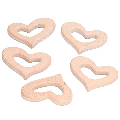 OEBUAFI Mordedor para bebé, Lindo Juguete de Madera para la Dentición para Bebés con Superficie Lisa y Accesorio de Bricolaje, Madera de Haya Natural Segura para Pulsera y Collar de bebé
