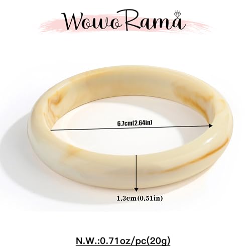 WOWORAMA Thin Acrylic Resin Bangles Bracelet for Women Dainty Round Acrylic Bracelets Cream White Tortoise Acetate Resin Bangles Simple Plastic Bracelet Jewelry