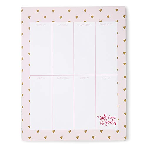 Un regalo de los dioses para planificador semanal Pad diseño con corazones de oro en color rosa