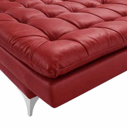 Image of Casaliving Danny 3 Seater Sofa Cum Bed Leatherette Fabric (Maroon) with Two Cushions Perfect for |Home Living |Office Room and Guest Room Premium Sofa