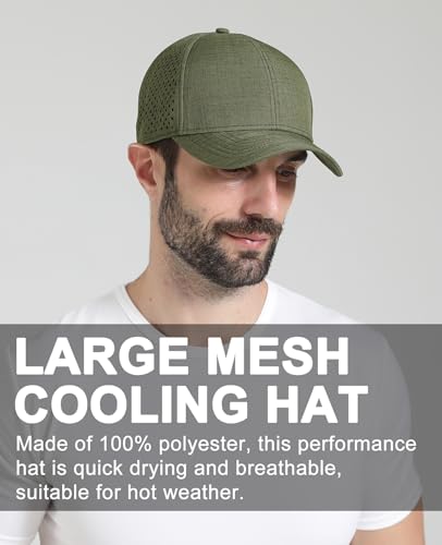Image of Oversize XL XXL Quick Dry Baseball Cap, Large Performance Snapback Hats, Laser Cut Mesh Ball Cap for Men Big Heads 23.5 inch-26 inch
