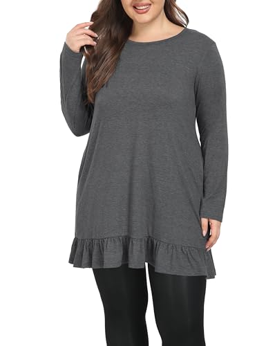 Shiaili Long Plus Size Tunic Tops for Women Ruffle Hem Shirts for leggings2