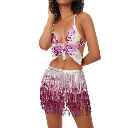 Rave outfit jupe short paillette pour festival et danse orientale