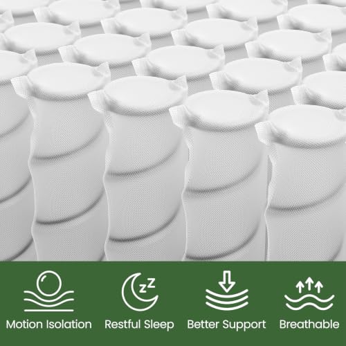 Image of Firm Twin Mattress for Pain and Pressure Relief, 8 inch Hybrid Mattress with Extra Back and Lumbar Support, Fiberglass Free, 365 Nights Trial