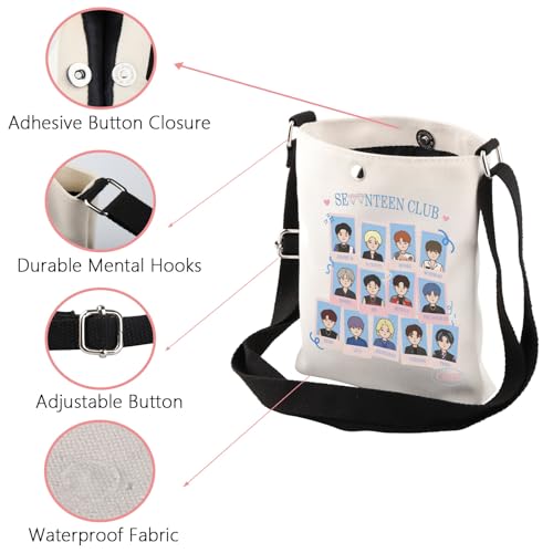 WSNANG Korean Band 17 Gift Korean Fans Carat Canvas Tote Bag Korean Music Lover Gift Korean Shoulder Bag Group Merch4