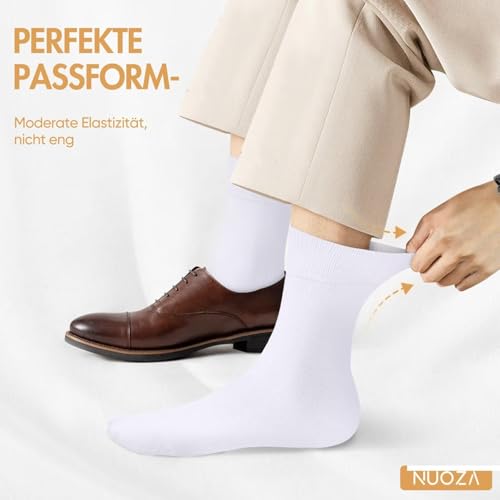 NUOZA 12 Paar Socken Herren 43-46 Weiße Sportsocken Baumwolle Tennissocken Herren 43-46 Business Socken Damen Lange Atmungsaktive Socks Herrensocken Wandersocken Männer Laufsocken Weisse Weiss 2