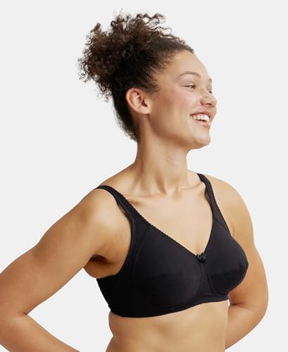 Image of Jockey ES13 Women Wirefree Non Padded Super Combed Cotton Elastane Stretch Full Coverage Plus Size Bra with Side Panel Support