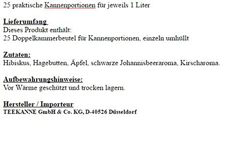 Teekanne teeflott 1 Liter Beutel "Johannisbeere - Kirsche" 4er Pack