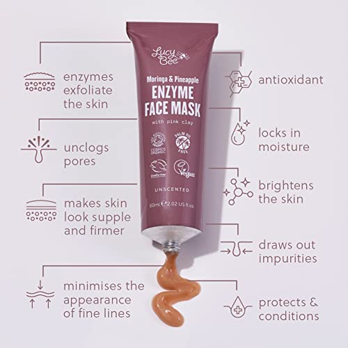 Lucy Bee Pineapple Enzyme Face Mask & Gel Cleanser, Certified Organic Rinse Off Face Mask, Gently Exfoliate & Unclog Pores - Image 2