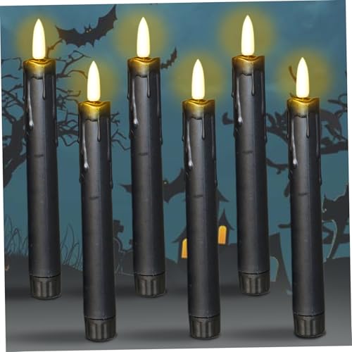 Bougies sans flamme LED noires de 7,4" parfaites pour votre décoration de table d'Halloween