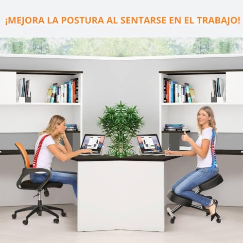 Miniatura 7 de Himimi Mayor Grosor Silla Ergonómica De Rodillas, Silla Ortopédica De Postura, Taburete Ajustable Silla De Oficina, Taburete Para La Rodilla Para Casa Y Oficina, Con Cojín De Asiento Grueso Y Cómodo