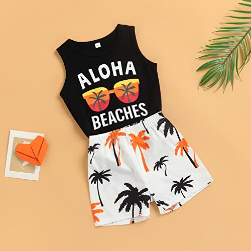 Toddler Boys Shorts Set Seaside Printed T-Shirt+Shorts 2Pcs Little Boy Outfits Summer Clothes Suit (Beaches A,12-18 Months) #TOP1