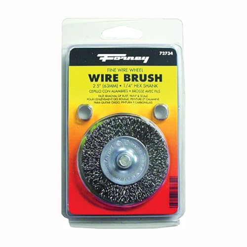 Image of Forney 72734 Wire Wheel Brush, Fine Crimped with 1 /4-Inch Hex Shank, 2-1 /2-Inch-by-.008-Inch