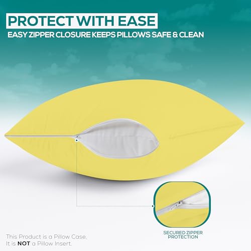 Image of Utopia Bedding Premium 100% Waterproof Pillow Protectors with Zipper Standard Size (Set of 2), Bed Bug and Dust Mite Proof Zippered Pillow Covers, Pillow Encasement Cases, Yellow