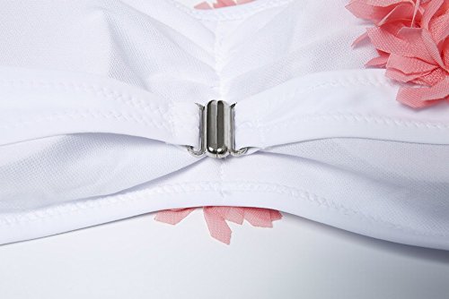 Bikini une épaule fleur maillot de bain style sexy split blanc - 2