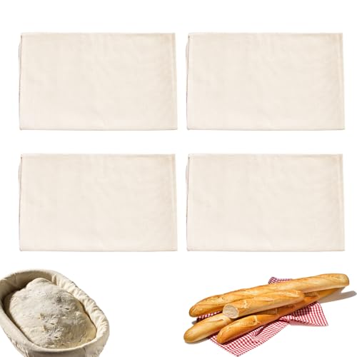4 piezas de tela de lona para panaderos de 18.8 x 14.1 pulgadas, tela de lona a prueba de pan, tela de lona, toalla a prueba de pan para hornear masa madre, baguettes panes, suministros de pastelería
