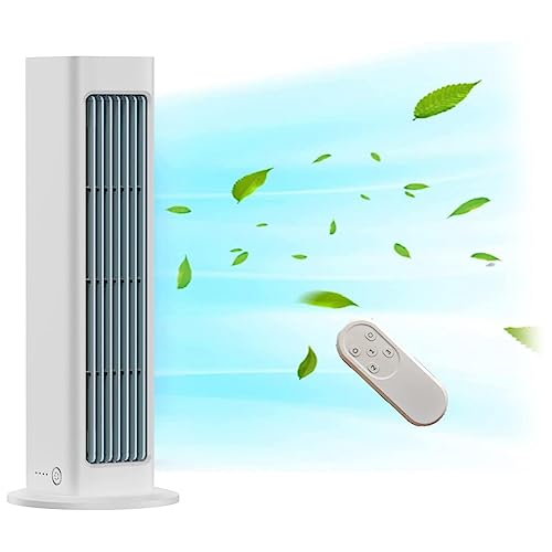 Muyilanc Ventilador de Torre de Escritorio, PequeñOs Ventiladores Mesa PortáTiles Que Soplan Aire FríO, 3 Velocidades Ajustables, Ventilador Sin Aspas Enfriamiento Silencioso Personal