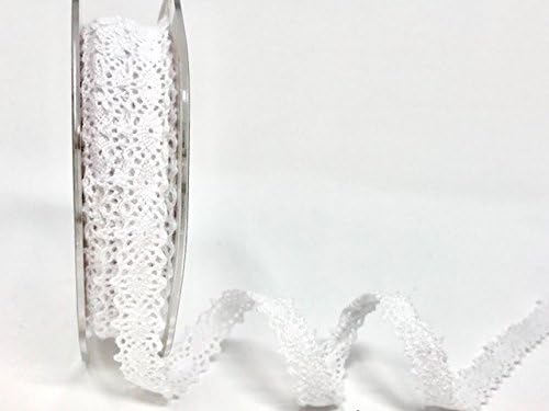 Bertie's Bows White Double Edge 12mm Scalloped Cotton Lace on a 10m Roll