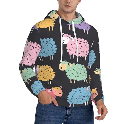 Sweat à capuche mouton coloré pull manches longues homme à cordon
