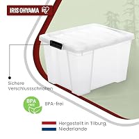 Iris Ohyama Aufbewahrungsboxen mit Deckel, 30L, 3er-Set, Transparent, Sicherer Verschluss, Stapelbar, Griffe, Schlafzimmer, Schrank, Büro, Organisation, BPA-freies Plastik, Ordnungsboxen, HB-30 – Ansicht 3