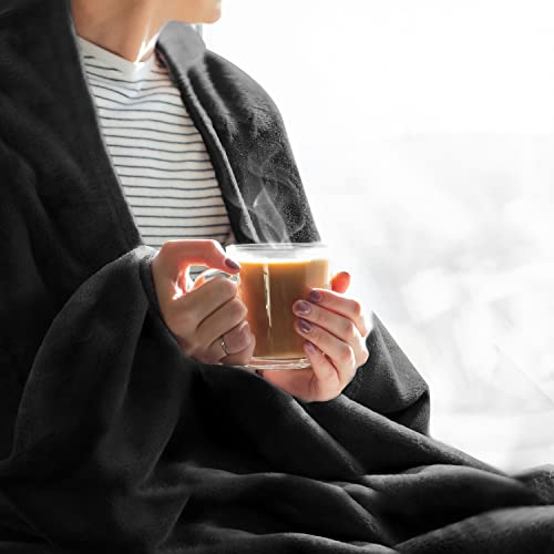 Bedelite Fleece Blankets Black Throw Blankets For Couch & Bed, Plush Cozy Fuzzy Blanket 50" X 60", Super Soft & Warm Blankets For Spring And Summer #TOP2