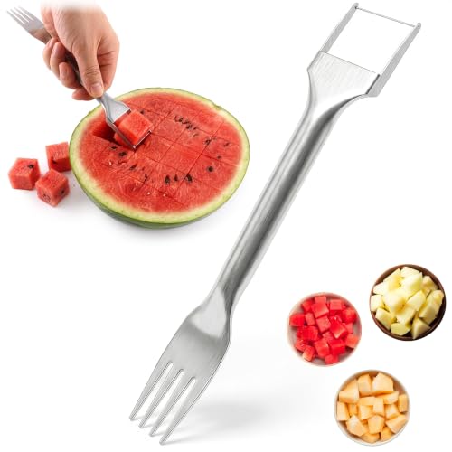 Image of Stainless Steel Watermelon Cutter Slicer Tool 2-in-1, Precise Chunks