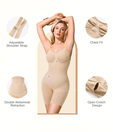 Irisnaya Shapewear Bodysuit for Women Tummy Control Backless Seamless Butt Lifter Full Body Shaper Sculpting Body Suit3
