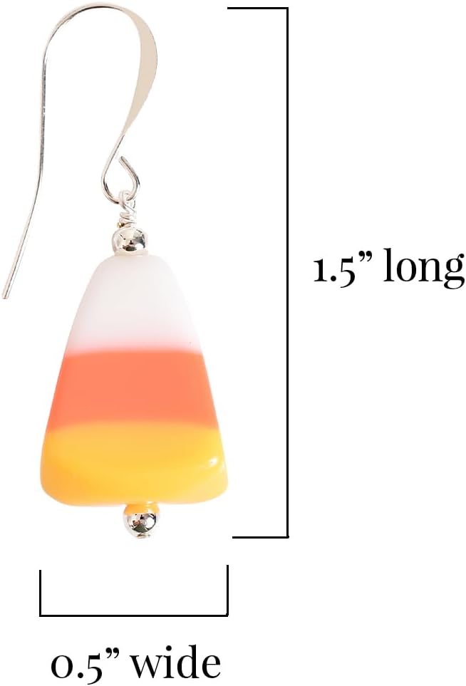 Designed by Stacey Handmade Candy Corn Dangle Drop Earrings, Silvertone Ear Wires, Festive Halloween Jewelry, Gifts for Women, October Birthday, Fall Celebrations, Trick or Treat Accessories - Image 3