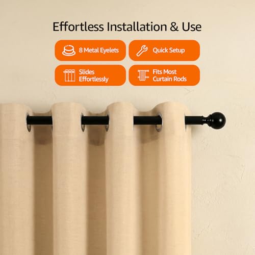 Image of Amazon Basics - Room Darkening Blackout Door Curtains, 100% Room Darkening | 9 Feet |Set of 2| Plain Design | for Living Room and Bedroom | 115cmx 274cm, Color- Cream