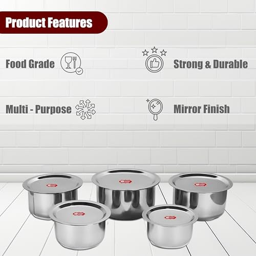 Image of Kitchen Expert - Stainless Steel Lid Set | Round Steel Lid Covers | Tope /Cheeba /Dhakan Set for Kitchen Utensils | Multipurpose | Set of 3 (19cm, 21.5cm, 23.5cm)
