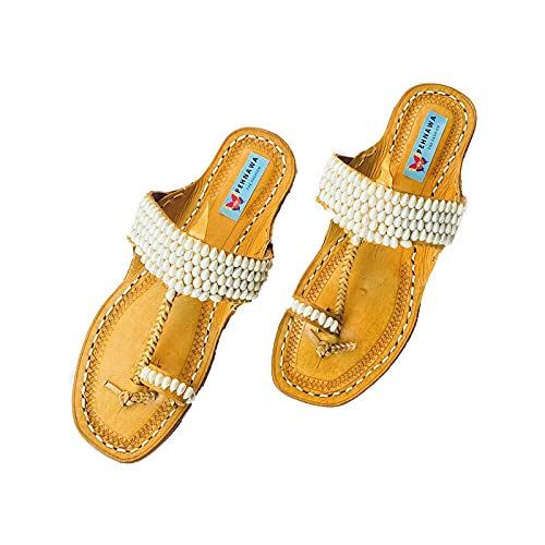 PehnawaCraft White Pearl Kolhapuri X Mirror Handcrafted I Origional  Kolhapurii I Bite and Pinch Free I Womens u0026 girls Kolhapuri I Kolhapuri  Chappal for Women Stylish: Buy Online at Low Prices in