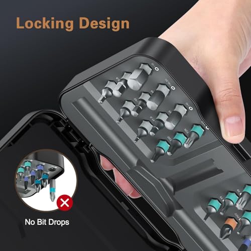 Image of 24 in 1 T Shape Ratchet Screwdriver Set with S2 Steel Magnetic Bits, Aluminum T Handle, Portable Repair Tool Kit for Electronics, Laptop, Bike, Furniture & Home DIY