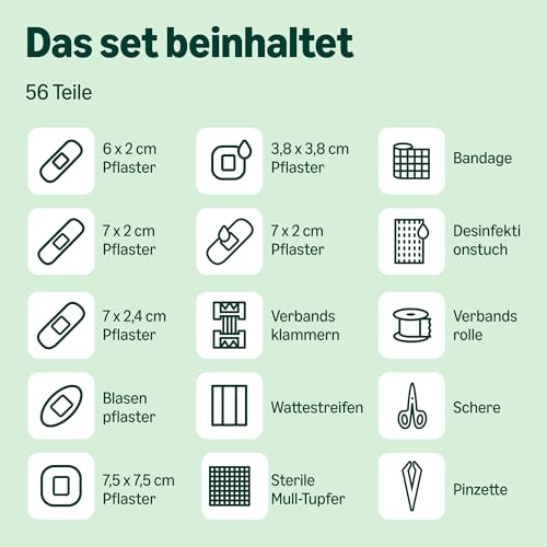 Healthcare by Amazon - Erste-Hilfe-Set, 56 Teile, Grün (Früher eine Marke von Amazon Basic Care, identisches Produkt) – Ansicht 5
