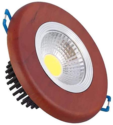 Downlight de madera sólida color rojo para techos exclusivos: pack de 5 focos LED 3W