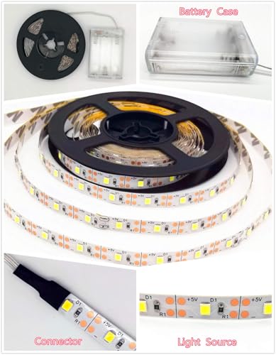 Image of Battery Powered Led Strip Lights - Flexible Ribbon Light, 300 LEDs, Cool & Warm White - 5M / 16.4ft (Yellow)