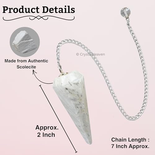 Image of Scolecite Pendulum Dowsing Tool - Natural Crystal Pendulum for Spiritual Guidance - Premium Dowser Pendulum for Accurate Divination and Energy Healing - Perfect for Energy Healing and Chakra Balancing - Handcrafted with Precision and Elegance