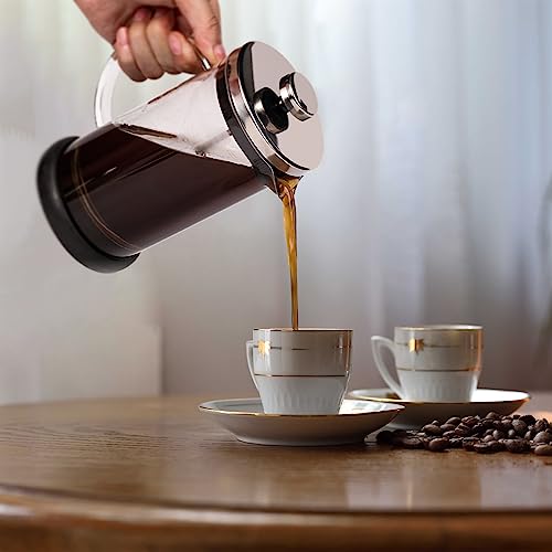 Foto von DATEFUN French Press, 600ml Kaffeekanne mit Filter, Kaffee Presse, French Coffee Press, Hitzebeständiges Glas Kaffeepresse für Tee und Kaffeezubereiter, Spülmaschinenfest, Große Karaffe Schwarz