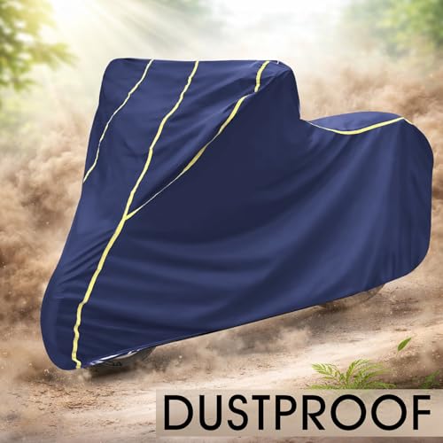 Image of Auto Hub 100% Waterproof Bike Cover, Dustproof, UV Protection Bike Cover for All Two Wheeler Bike Upto 350cc Size -Waterproof Blue