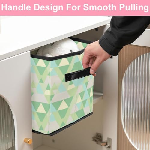 Boîte de rangement pliable géométrique vert triangle pour armoire
