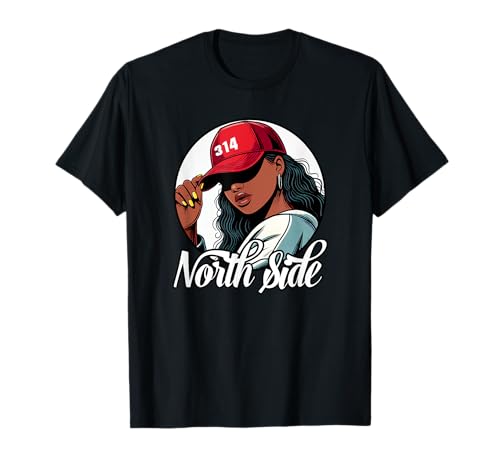 314 St. Louis North County Red Hat Black Woman T-Shirt