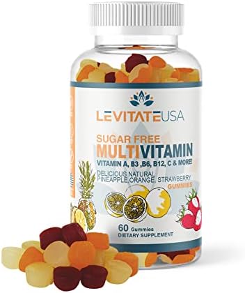 LEVITATE USA Multivitamin Gummies for Men and Women - Vegan Vitamins A, C, B Complex, Zinc for Adults - Support Health, Immunity, Energy, Mood and Metabolism - Sugar Free Fruity Gummy