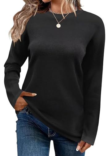 Image of QACOHU Women's Fall Sweater 2025 Crew Neck Long Sleeve Casual Pullover Knitted Sweater Tops