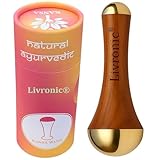 Livronic Face Acupoint Kansa Wand Massager with Teak Wood Handle for Detoxification and Deep Relaxation Natural Kansa 2 in 1 Bronze