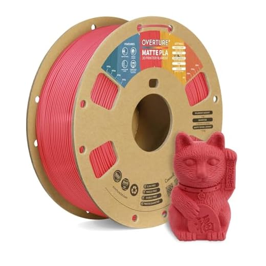 OVERTURE Matte PLA 3D Printer Filament 1.75mm, Matt Surface & Low Warping Filament 1kg Spool (2.2 lbs), Accuracy +/- 0.02 mm, Fit Most FDM Printers (Matte Pastel Red)
