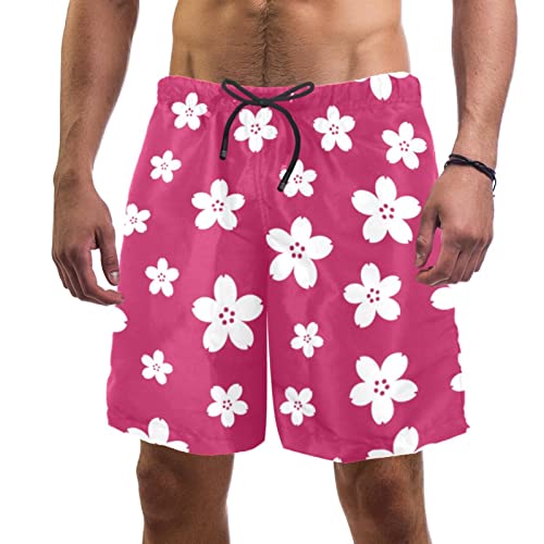 Maillots de bain pour hommes séchage rapide et motif fleur rose