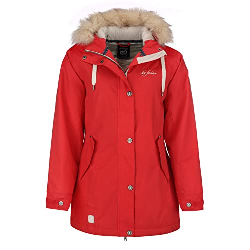 Dry Fashion Manteau d'hiver Skagen pour femme avec fourrure synthétique, rouge, 48 Cover