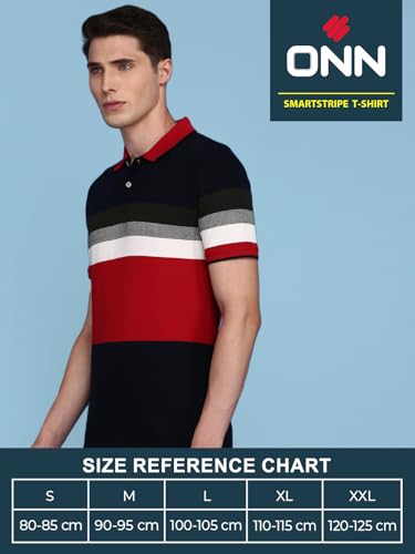 Image of ONN Men's Regular Fit Polo Neck Half Sleeve Striper T-Shirt | T-Shirt for Men