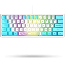 【Newest Color-Blocking Keyboard】 Newest blue ​and white two-color color-blocking keycap design, add fresh color to your desktop. A unique radiant backlit space bar full of personalization and an ESC key with a wolf head logo pattern can define an uni...